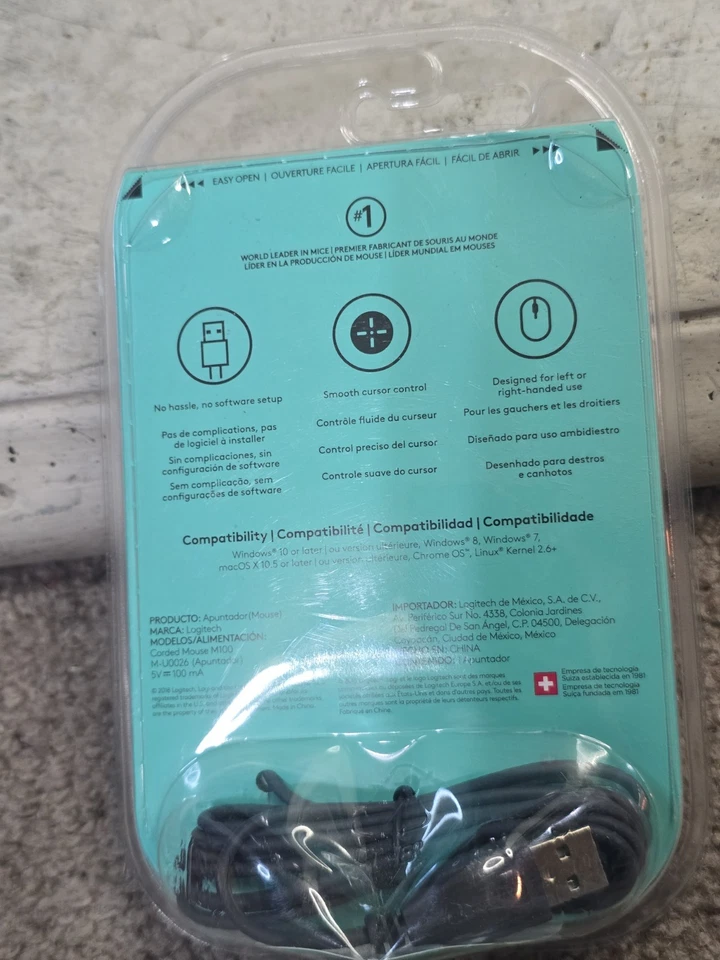 Logitech M100 Wired 3 button Optical Mouse Scroll USB Grey - Sealed - Image 3 of 4