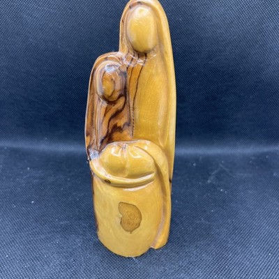 Vtg Hand Carved Olive Wood Holy Family Joseph Mary Jesus Figurine Approx 6.5 