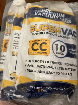 NEW! Premium Vacuum Bags Designed For CC Style Vacuums 30 Bags Total