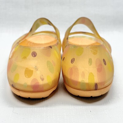 Crocs Mary Jane Slip On Orange Polka Dot Flats Clogs Girl's 13 | eBay
