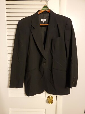 Zanella Size 12 Black Wool Blazer Italy Shiny Euc Odor 90s