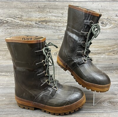 Vintage Hodgman Men's Brown Insulated Steel Shank Lace Up Boots Size 9 Korea