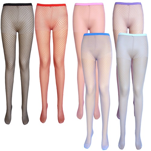 Ladies fishnet tights black white red 