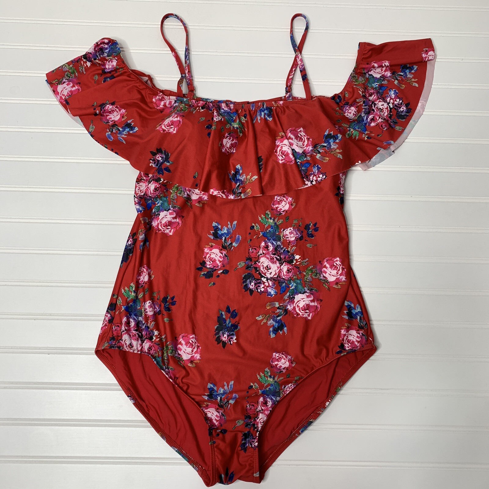 ModCloth The Lucy Red Floral One Piece Swimsuit Size … Gem