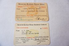 1929 1961  Missouri Kansas Texas Lines Railroad Railway Employee Pass Ticket x2