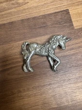 Signed JB Pewter Unicorn Figurine Detailed Mane and Tail