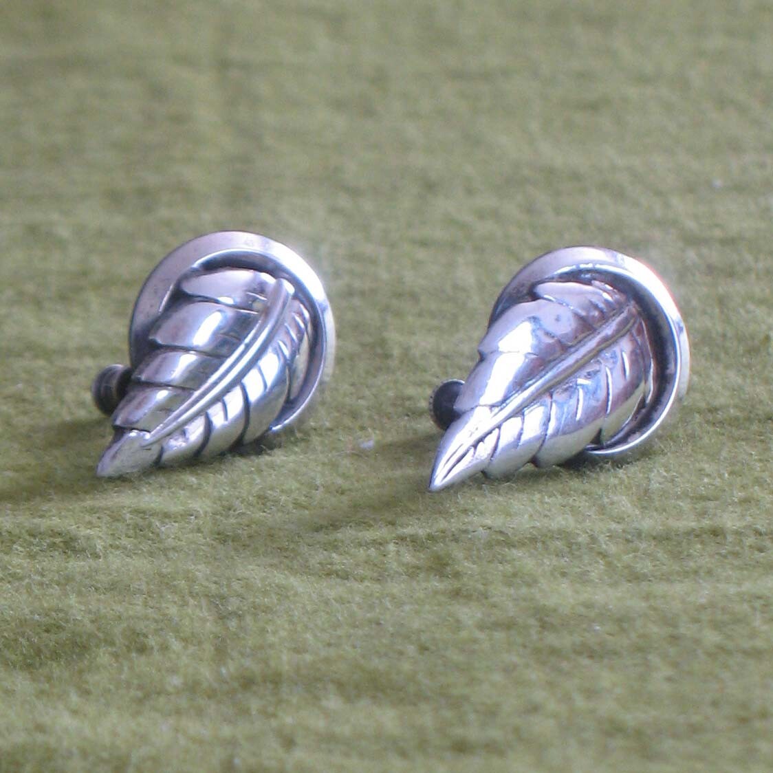 Solid Sterling Silver Native American Screw Back … - image 1