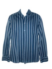 Hugo Boss Mens Sz Medium Blue Striped Long Sleeve Dress Shirt