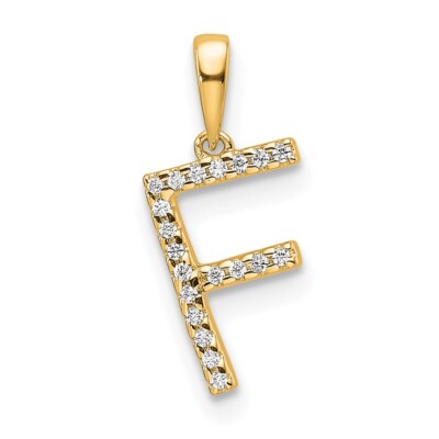 10k Yellow Gold Diamond Letter F Initial Pendant PM9798F-006-1YA