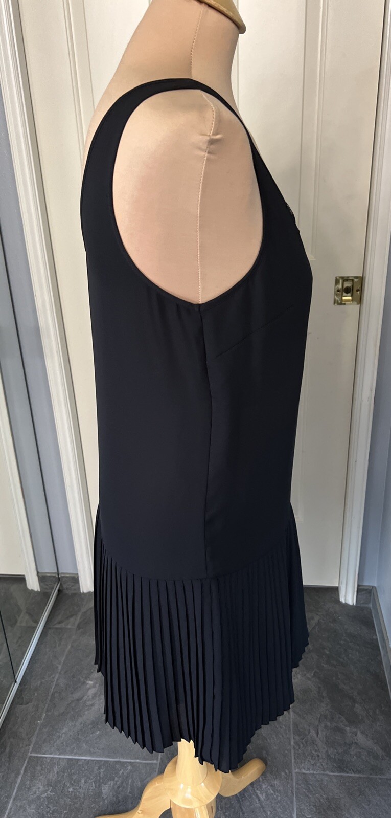 Vero Moda Women’s Black Dress Size Medium Flapper Pleated Whimsigoth Gatsby LBD