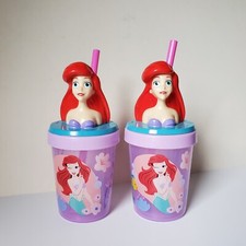 2 Ariel Kids Cup 3D Lid Straw Zak Super Sipper Toddler Tumbler Little Mermaid