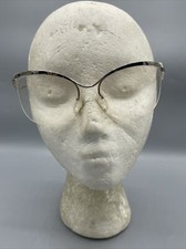 Vintage Logo Paris Eyeglasses France 1970s Hammered Chrome Half Rim Butterfly