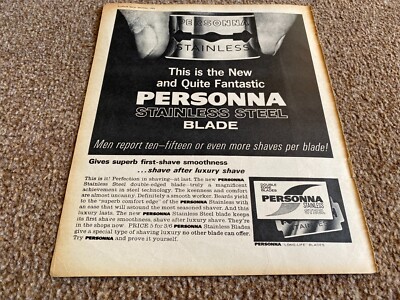 WSBK3 ADVERT 10X8 PERSONNA STAINLESS STEEL BLADE - DOUBLE EDGE BLADES