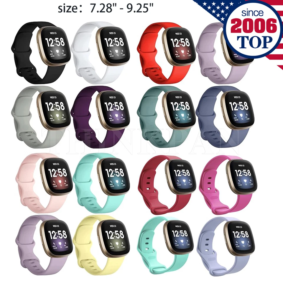 7.28" - 9.25"Bands for Fitbit Versa 3/4/Sense/Sense2 Repalacement Sport Strap