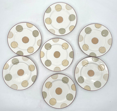 Lot of 7 Noritake fine porcelain Mocha Java 8.25'' Dinner Plate circle 7989