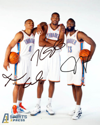 Kevin Durant Russell Westbrook James Harden OKC Signed Photo Autograph  Print
