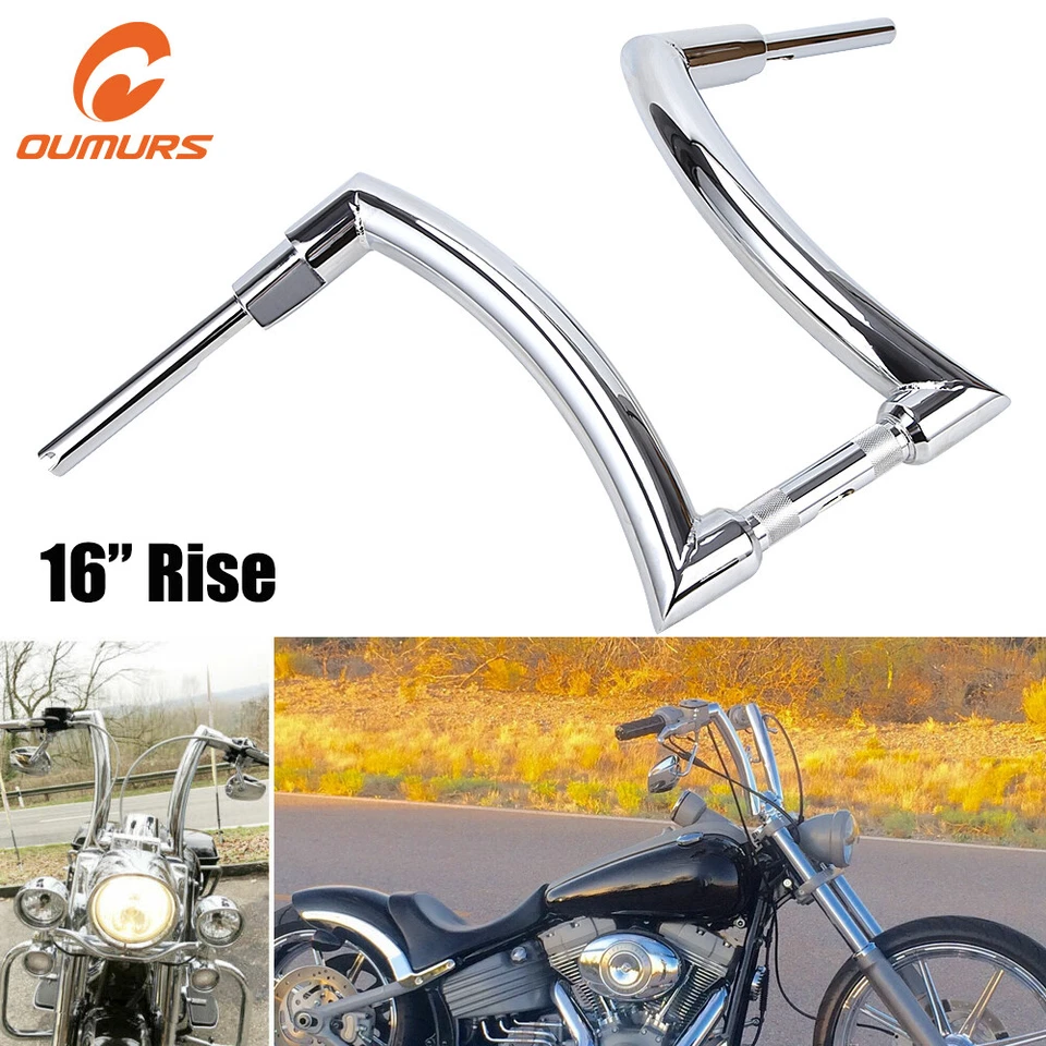 Manillar DNA MONSTER 16"" Ape Hanger Fat Bars 1,25"" para Harley Fatboy Softail Foto 3 de 4