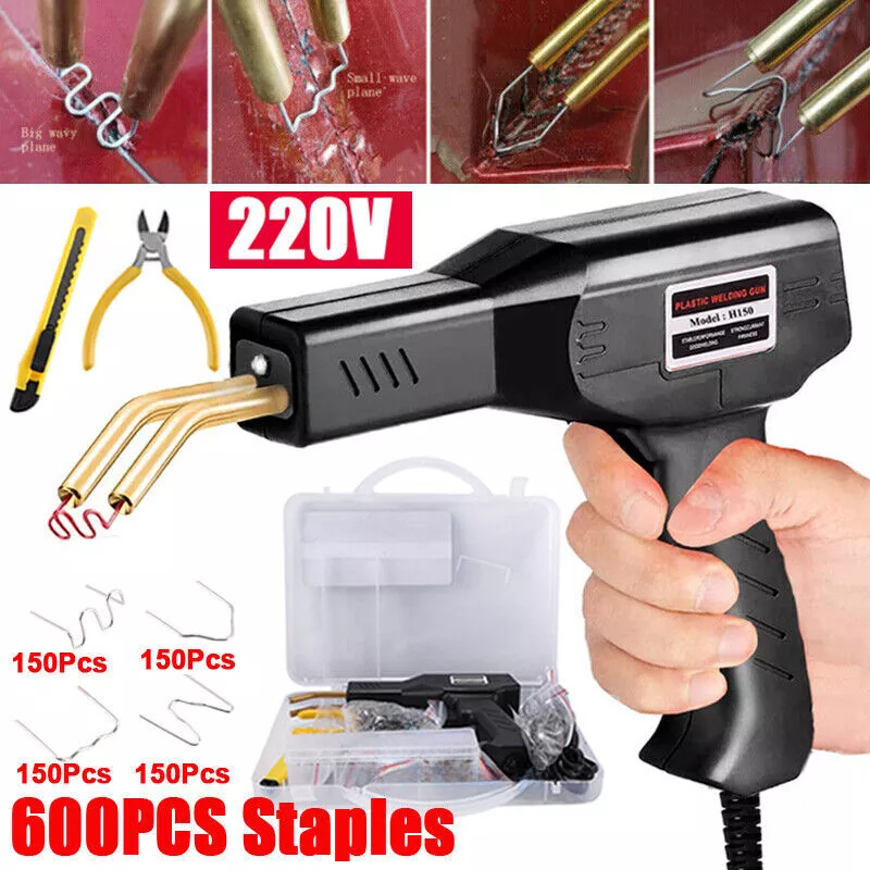 Hot Stapler,600 Staples Car Bumper Fender Fairing Welder Gun Plastic Repair Kit-image