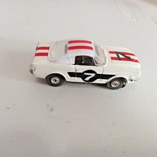 Aurora T Jet Ho Scale Slot Car Mustang 2 + 2 Fastback  #7 Vintage White Red