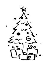 Schablone " Tannenbaum mit Geschenke... " auf A4