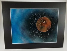 Outer Space Galaxy Art Original by Artist Jason Girard with mat board.