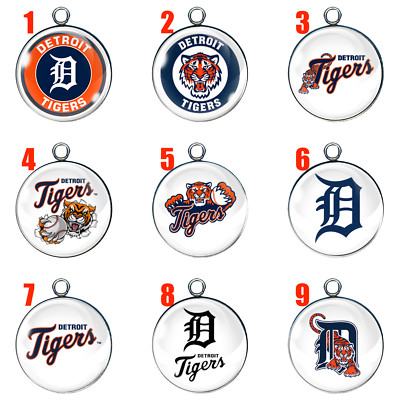 Detroit Tigers Glass Cabochon Charms   Handmade Baseball Jewelry Craft Supplies
