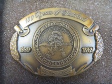 Vtg 1989 NORTH DAKOTA Belt Buckle Brass 100 Years of Statehood NEW IN GIFT BOX