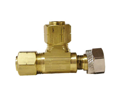 Everbilt 3/8 in. OD x 1/4 in. OD Compression Brass Tee Fitting For hot Water