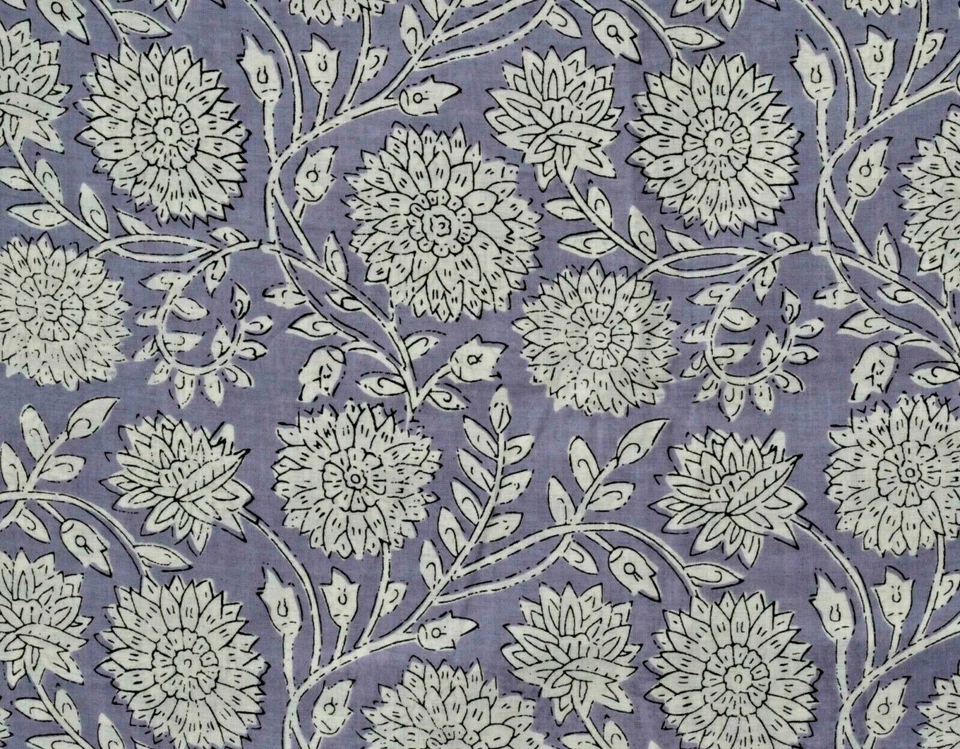 Novo tecido indiano de algodão com estampa de bloco de mão costura corrida artesanato solto 5 jardas - Imagem 4 de 4