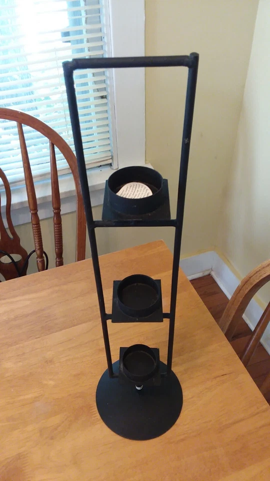 PIER 1 TALL BLACK METAL TEALIGHT HOLDER TOWER HOME GARDEN PATIO FIREPLACE - Image 3 of 4