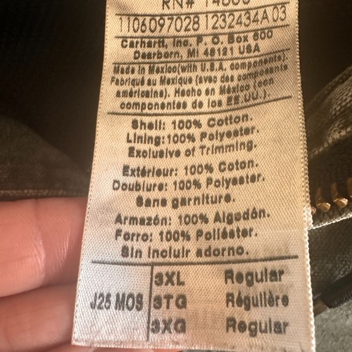 Vintage Carhartt Hooded Jacket XL J25 MOS Duck Canvas Moss Green Workwear Lined - Bild 17 von 24