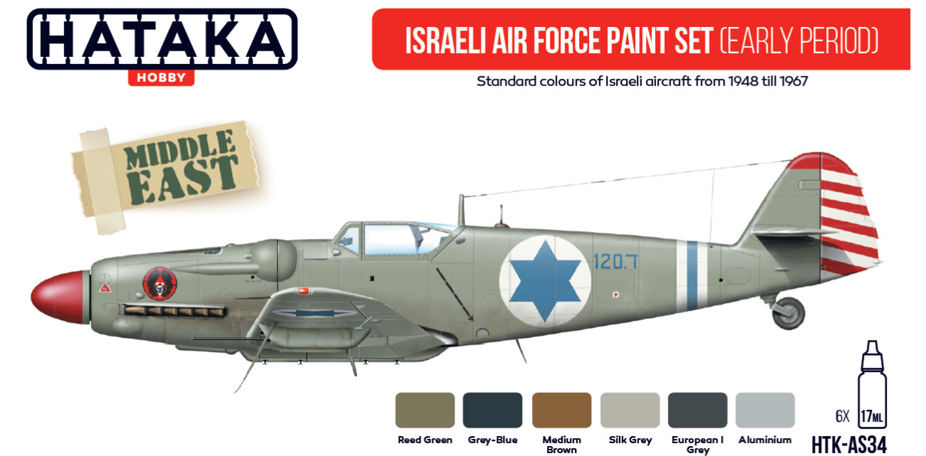 HATAKA HTK AS34 Israeli Air Force Early Period Acrylic Set Red Line 6 x 17ml