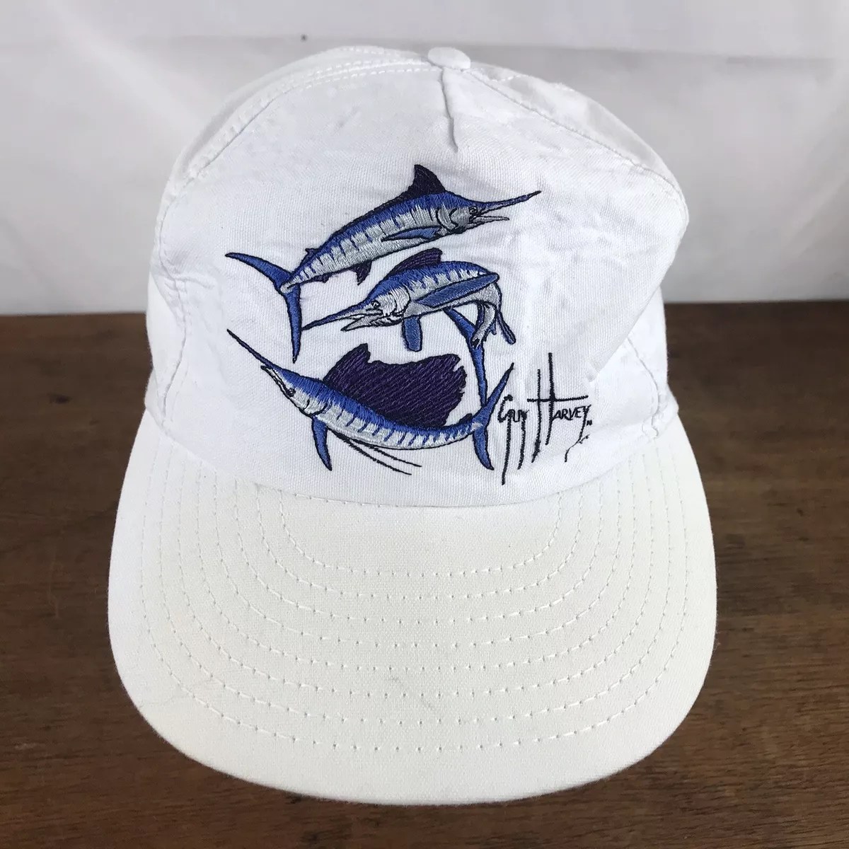 Vintage Guy Harvey White Cotton Snapback Trucker Cap Hat