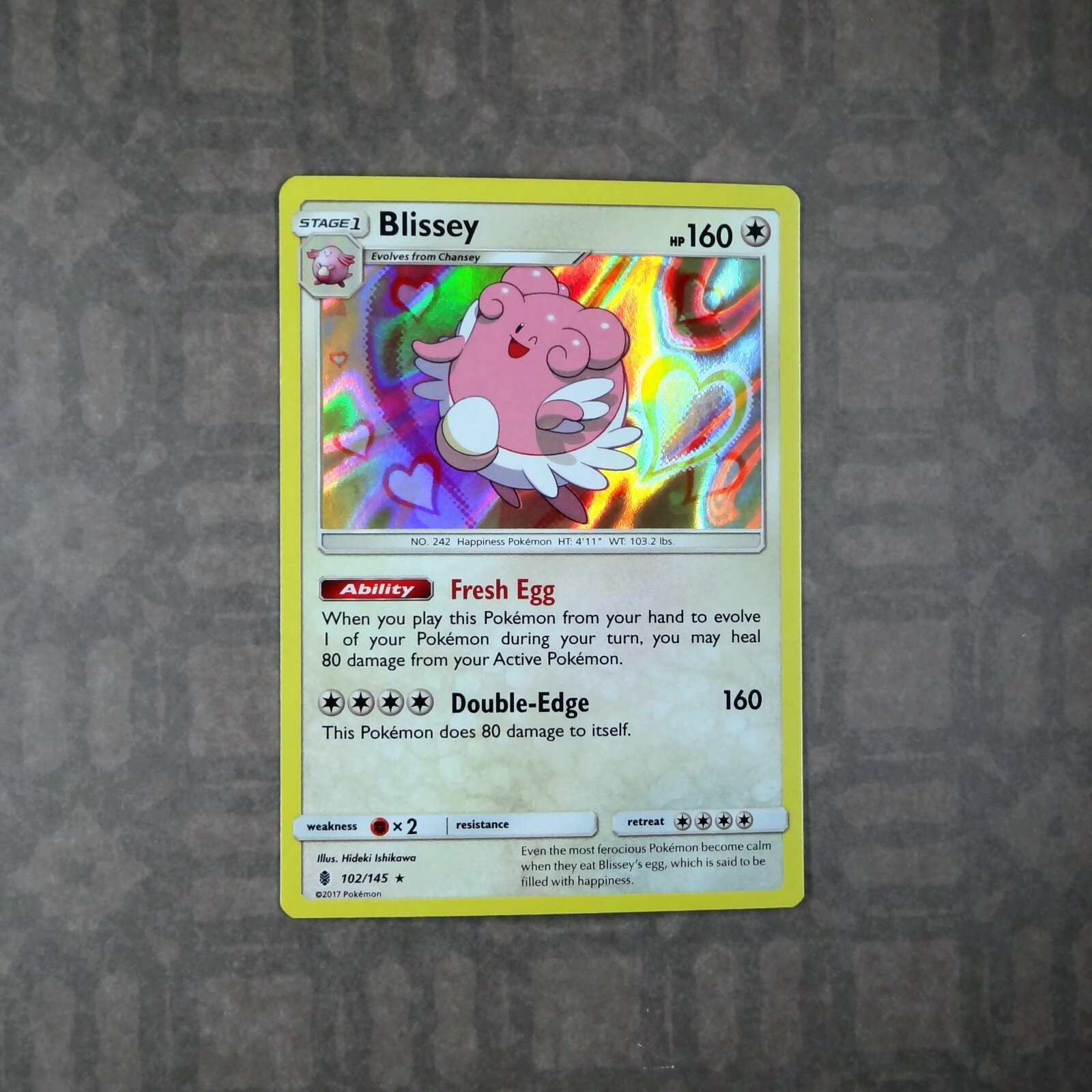 Pokemon TCG Blissey 102/145 Guardians Rising GRI Holo Rare Sun Moon SUM 2017 NM