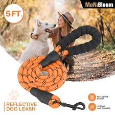 5 FT Heavy Duty Dog Leash Reflective Pet Rope Soft Padded Handle For Large dogs