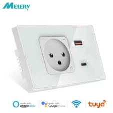 Melery Tuya Israel Wall Socket USB Type-C PD 30W Charge Wifi Smart Plug Outlet