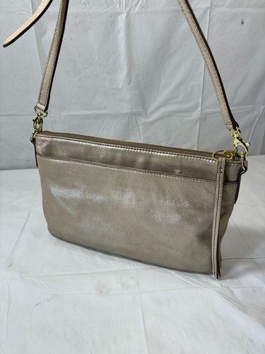 FOSSIL Kiera Crossbody Clutch Shoulder Bag Beige GOLD Metallic - Picture 4 of 10