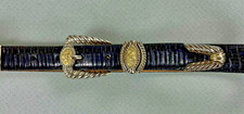 Brighton Black Leather Belt Medium Museum Collection Croc Embossed 37803 VGUC