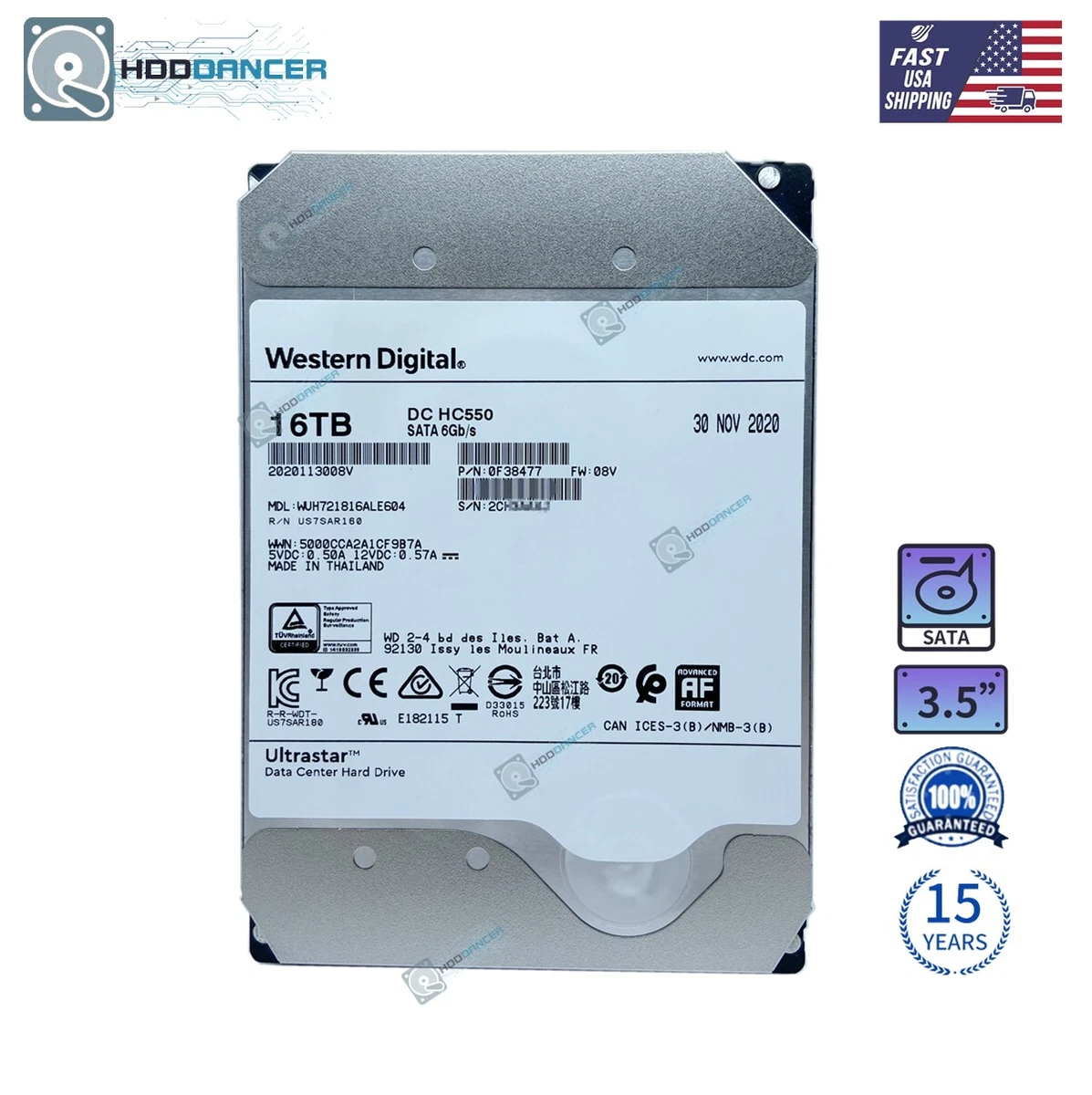 WUH721816ALE604 WD HC550 16TB Enterprise SATA 3.5 NOT WUH721816ALE6L4 Hard Drive