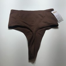NEW Brown High-Waist Thong Panties Stretchy Tummy Control Womens Size Medium