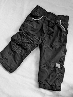 3 Pommes Lined Black and Gray Cargo Pants Infant 6 Months Warm