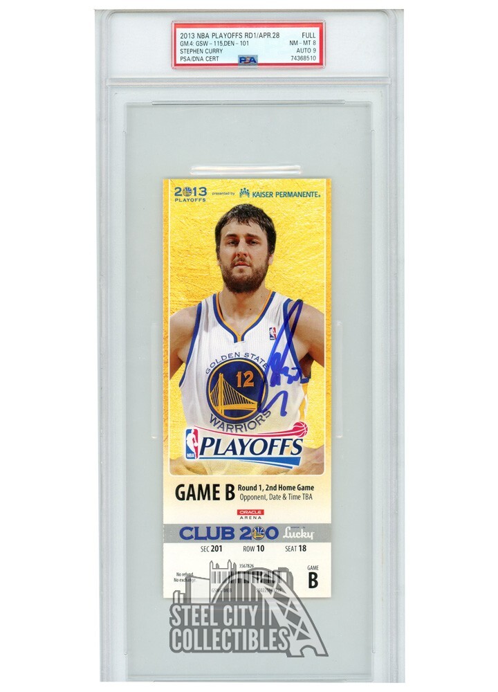 Stephen Curry Autographed Signed 2013 NBA Playoffs Round 1 Game 4 PSA 8 PSA/DNA 9 