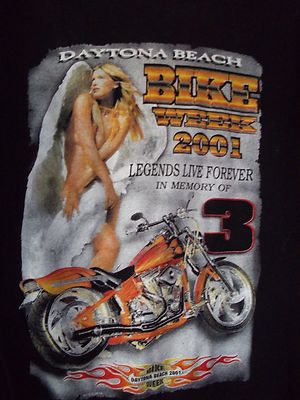 Biker ''Legends Live Forever In Mem. Of #3 2001'' Daytona Bch. T shirt Sz M ~Angel
