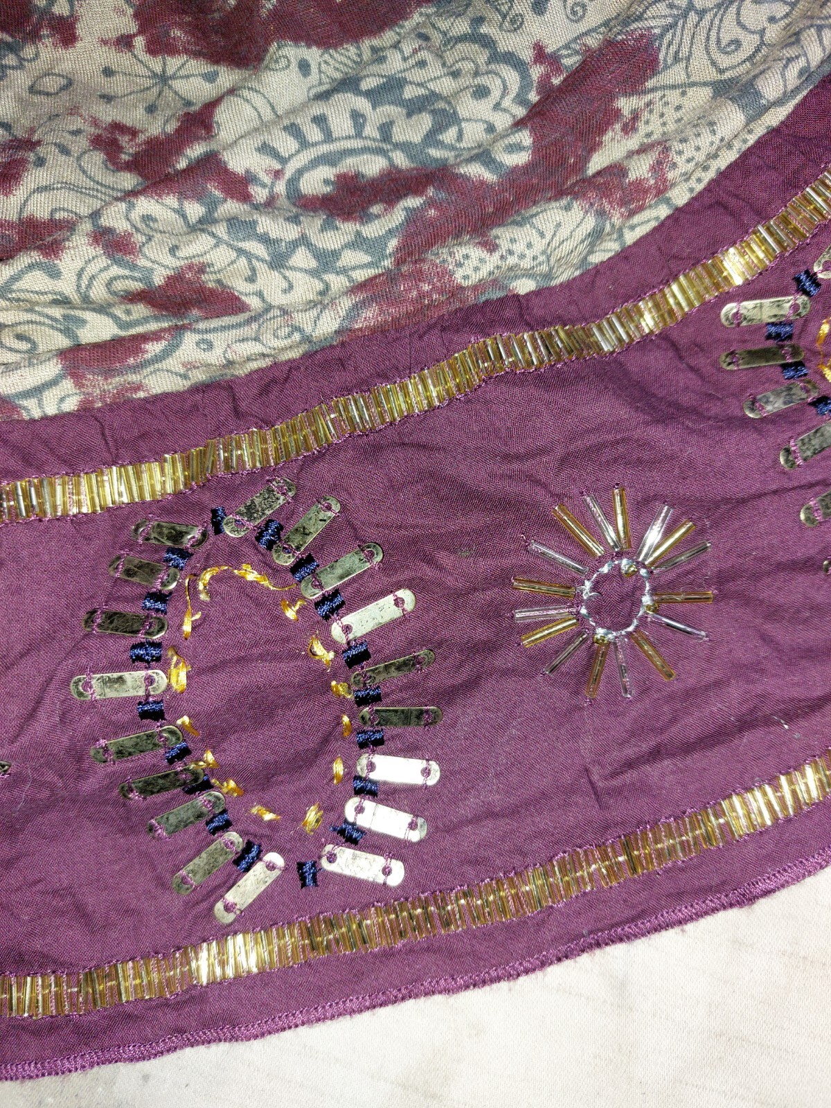 Vintage bohemian ethnic hippie gypsy festival paisley tie dye bead halter top image 6