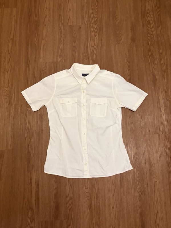 Patagonia Shirt Womens Large Short Sleeve Button Front Casual White Size 8