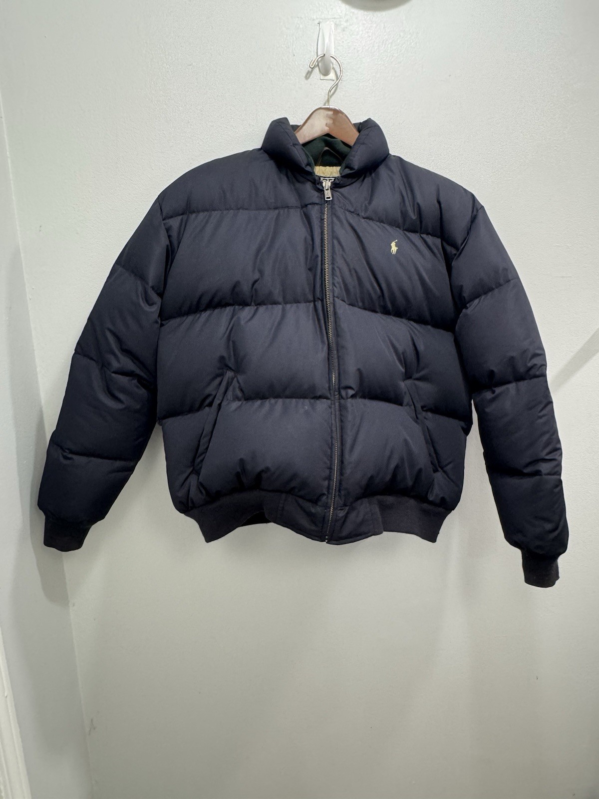 Vintage Polo Ralph Lauren Down Puffer Bomber Jacket Navy Blue Men’s M