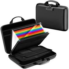 Fireproof Document Box, Hard Case Fireproof File Organizer with Lock and 13 P...