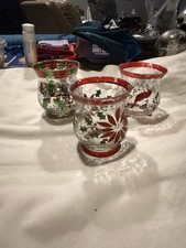 3 vintage glass christmas votive candle holders See All Picture Some Wear