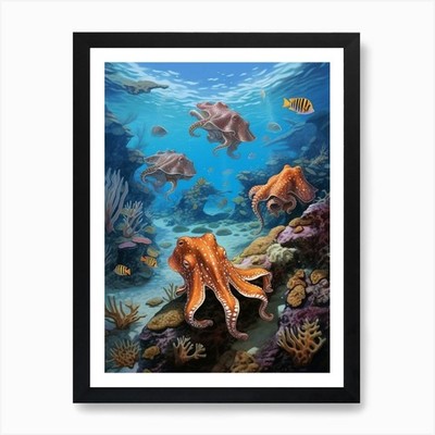 Mimik Oktopus Illustration 2 Kunst Pr gerahmtes Wandbild Poster Leinwanddruck Bild
