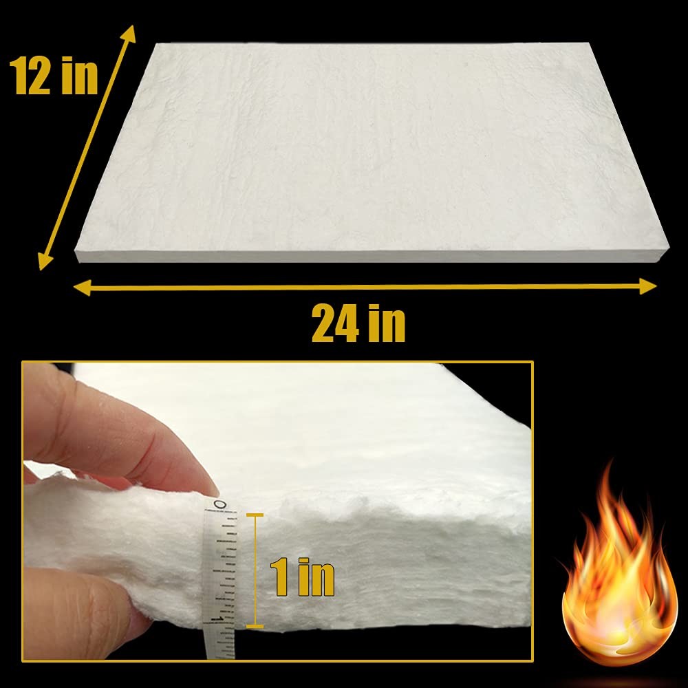24" x12"x1" (Thick) Ceramic Fiber Blanket Fireproof Insulation Baffle Rated t...